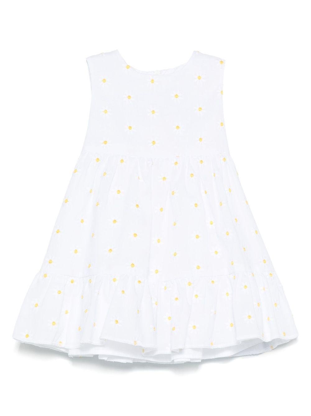 Abito per neonata Il Gufo bianco con ricamo a fiori con chiusura con nodo - Rubino Kids