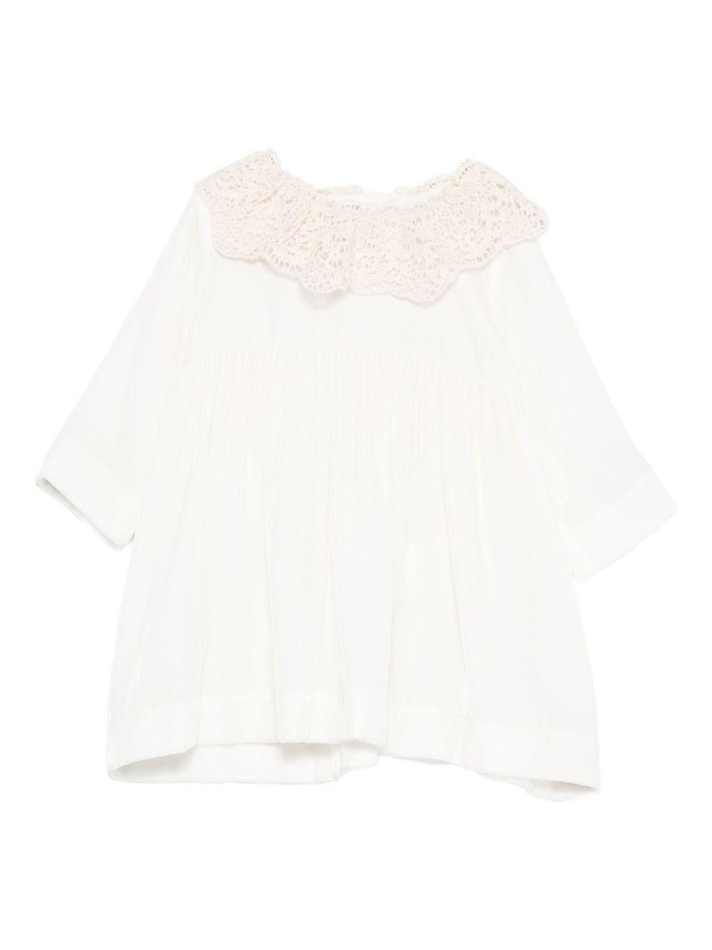 Abito per neonata Jesurum Baby bianco con colletto all'uncinetto - Rubino Kids