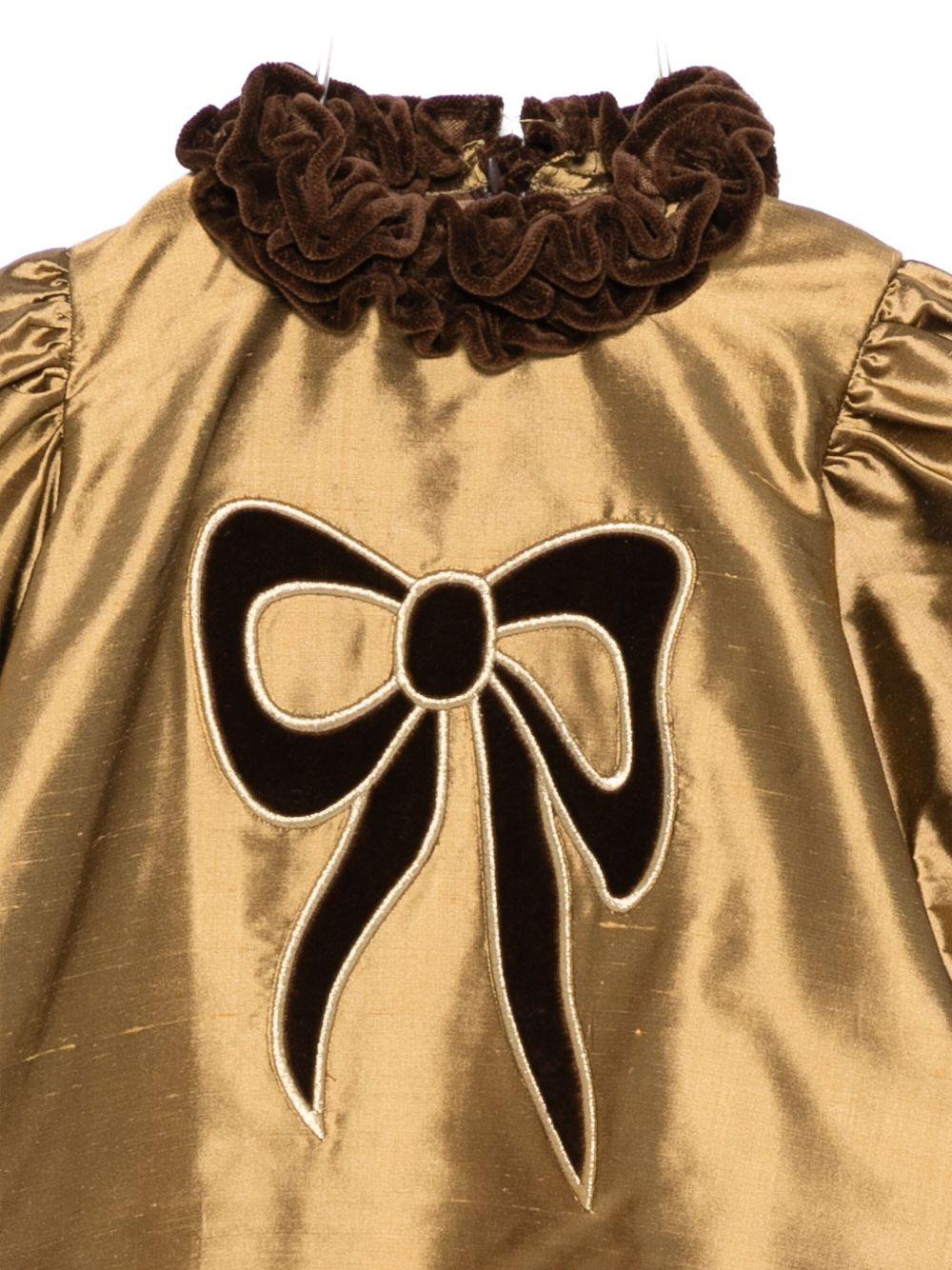 Abito per neonata Jesurum oro arricciato con fiocco ricamato - Rubino Kids