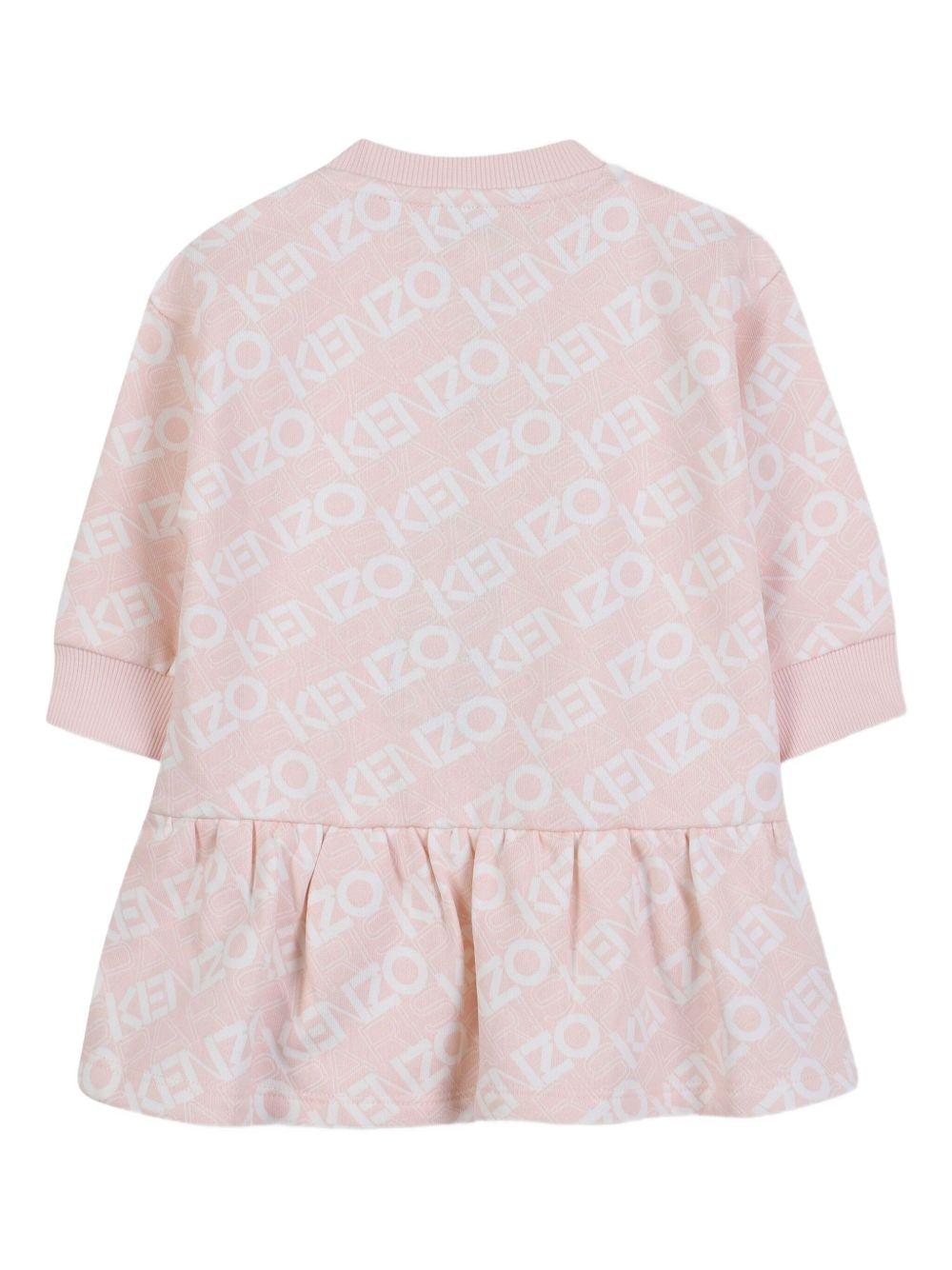 Abito per neonata Kenzo Kids rosa con stampa con logo - Rubino Kids
