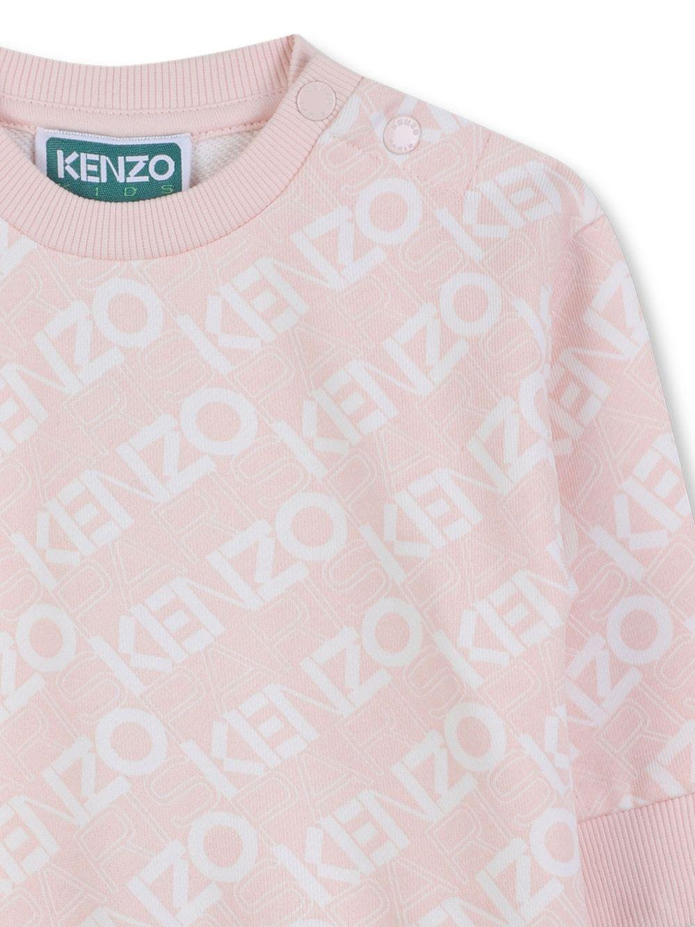 Abito per neonata Kenzo Kids rosa con stampa con logo - Rubino Kids