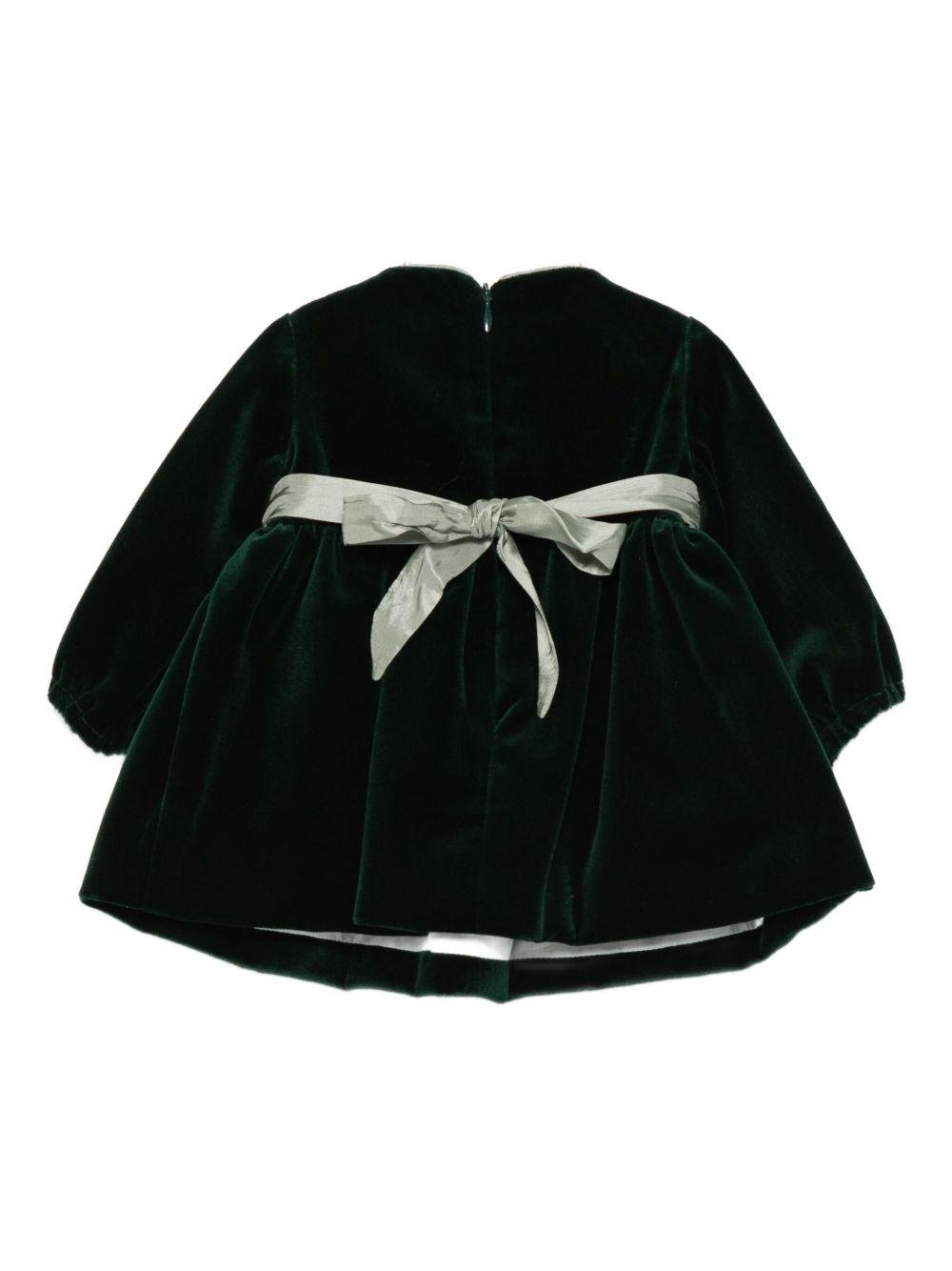 Abito per neonata La Stupenderia verde con dettaglio fiocco - Rubino Kids