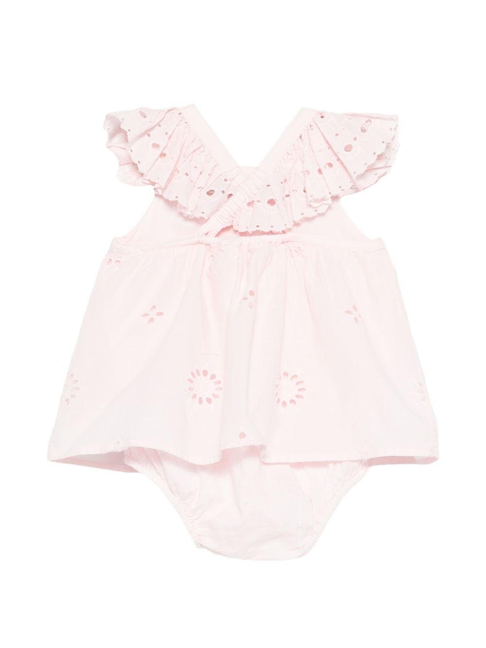 Abito per neonata Louise Misha rosa con dettagli traforati - Rubino Kids