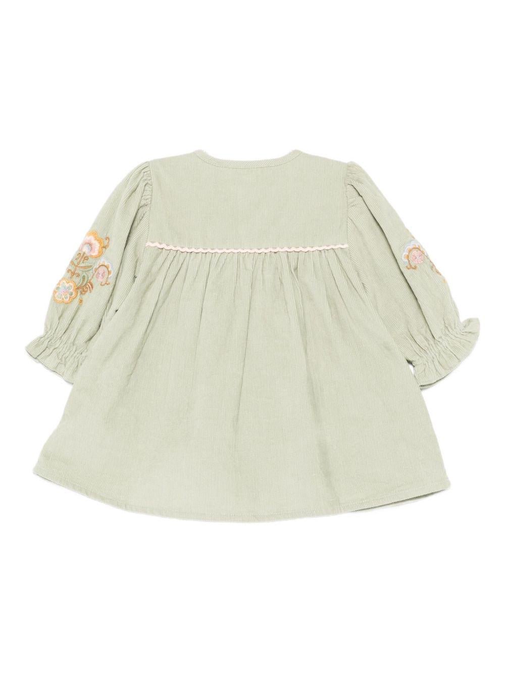 Abito per neonata Louise Misha verde con ricamo floreale - Rubino Kids