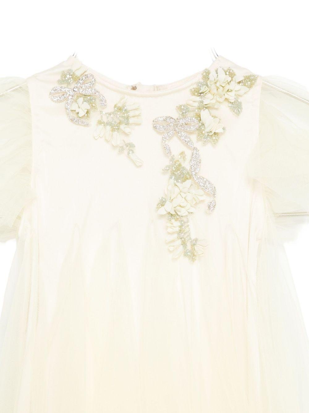 Abito per neonata Maison Ava giallo con applicazioni floreali - Rubino Kids