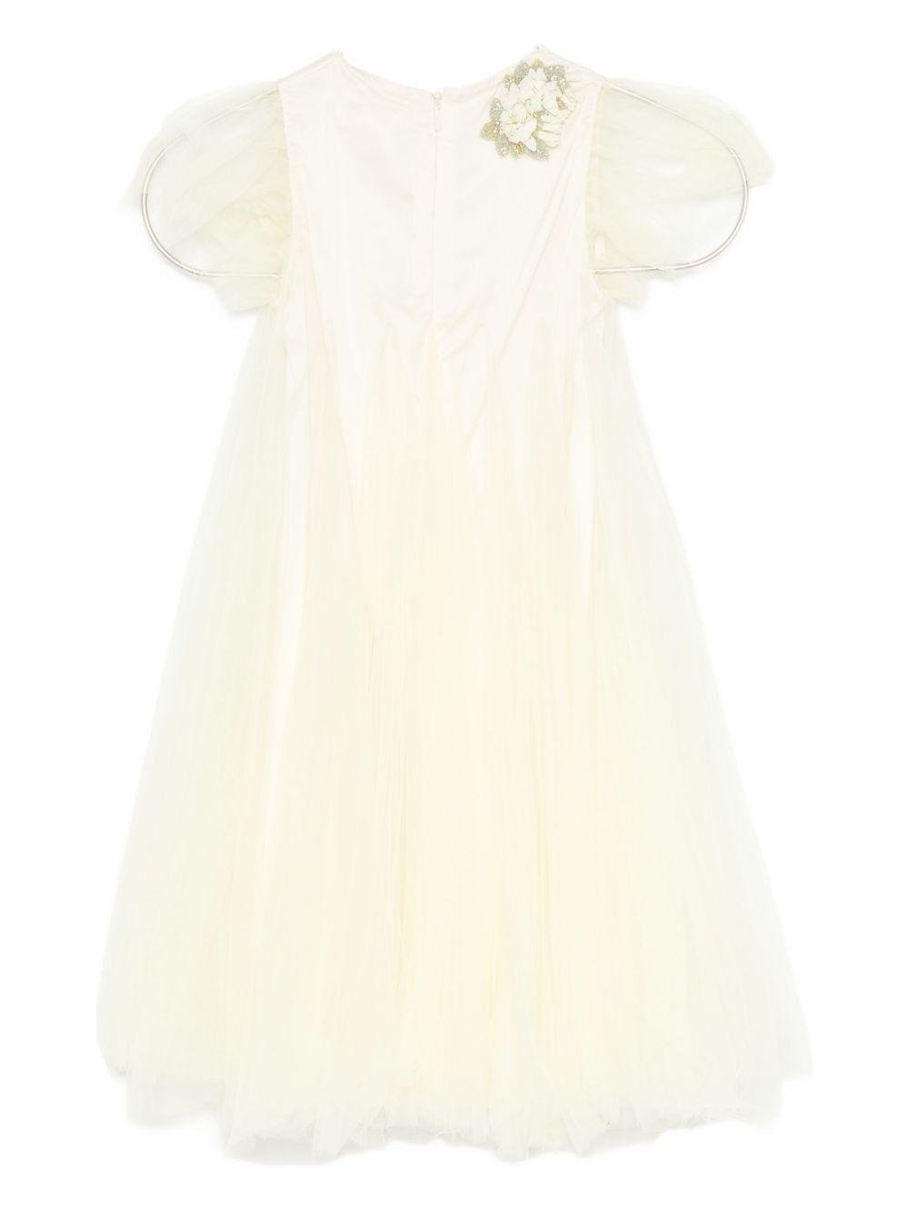 Abito per neonata Maison Ava giallo con applicazioni floreali - Rubino Kids