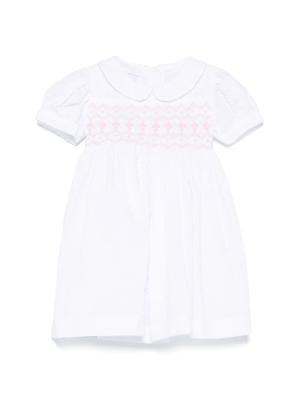 Abito per neonata Mariella Ferrari bianco con inserto con punto smock - Rubino Kids