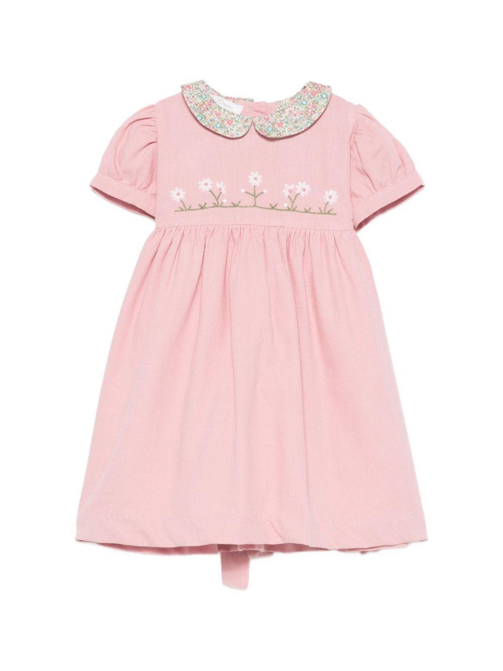 Abito per neonata Mariella Ferrari rosa con colletto floreale - Rubino Kids