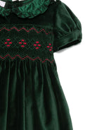 Abito per neonata Mariella Ferrari verde in velluto - Rubino Kids