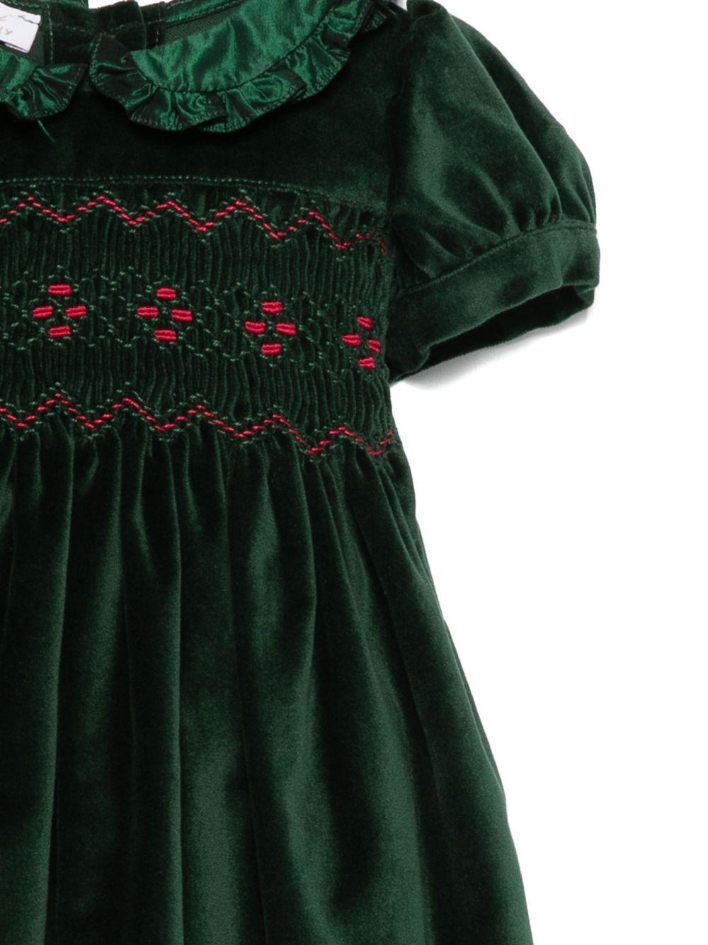 Abito per neonata Mariella Ferrari verde in velluto - Rubino Kids