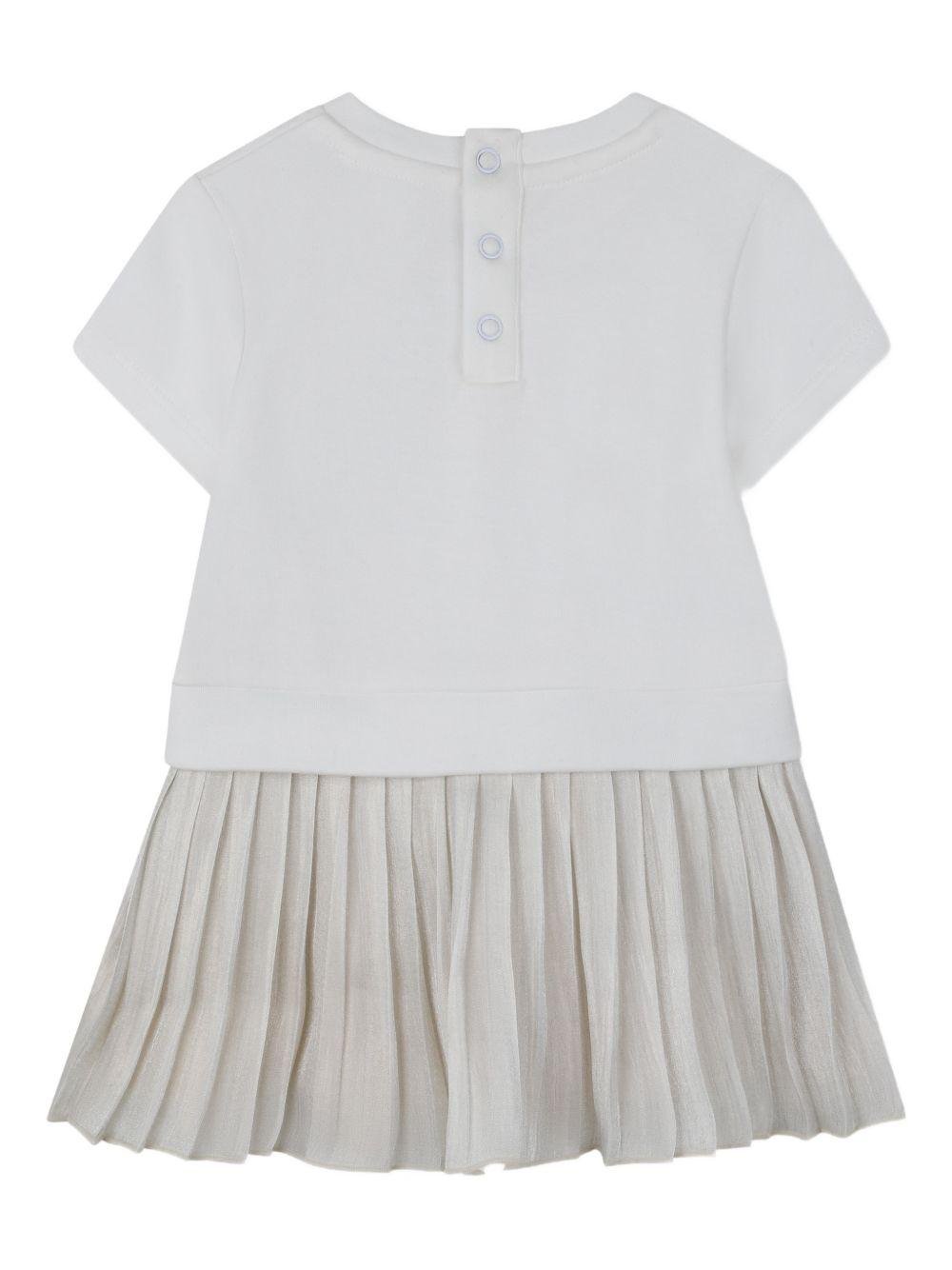 Abito per neonata Michael Kors Kids bianco con gonna plissettata - Rubino Kids
