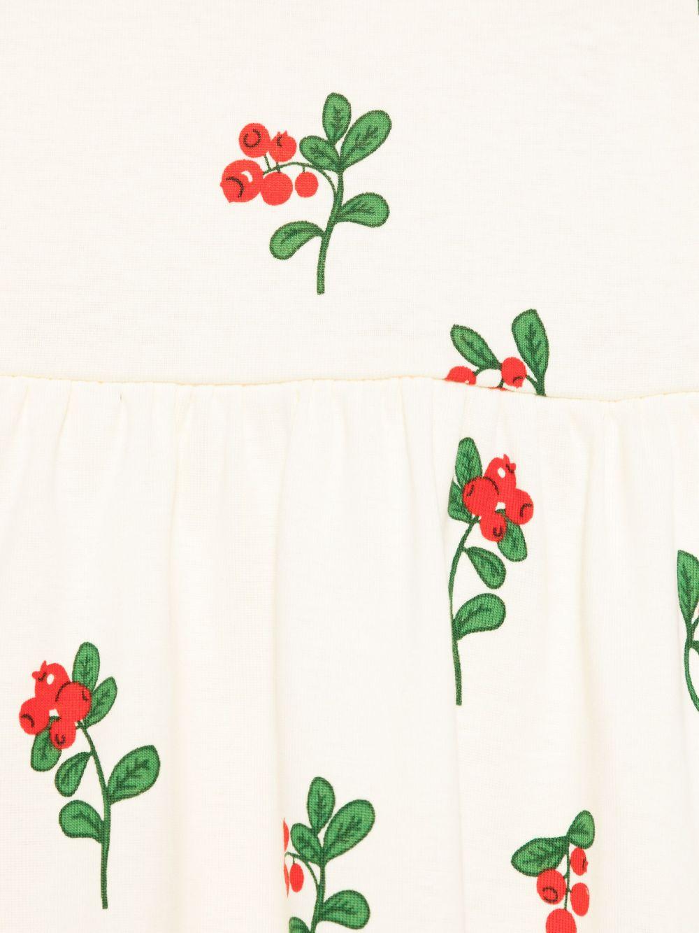 Abito per neonata Mini Rodini beige con stampa grafica e dettaglio con ruches - Rubino Kids