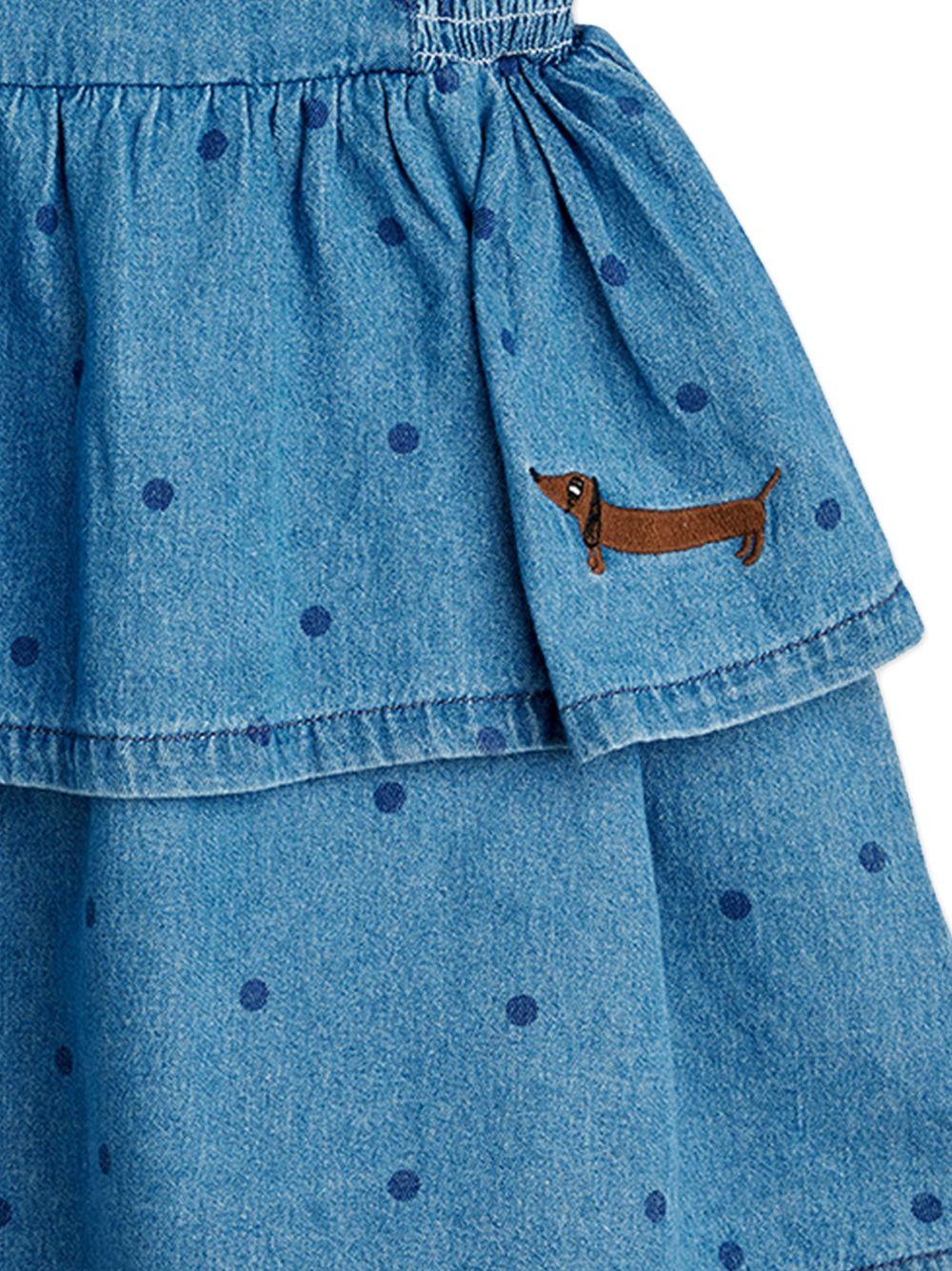 Abito per neonata Mini Rodini denim con ricamo bassotto - Rubino Kids