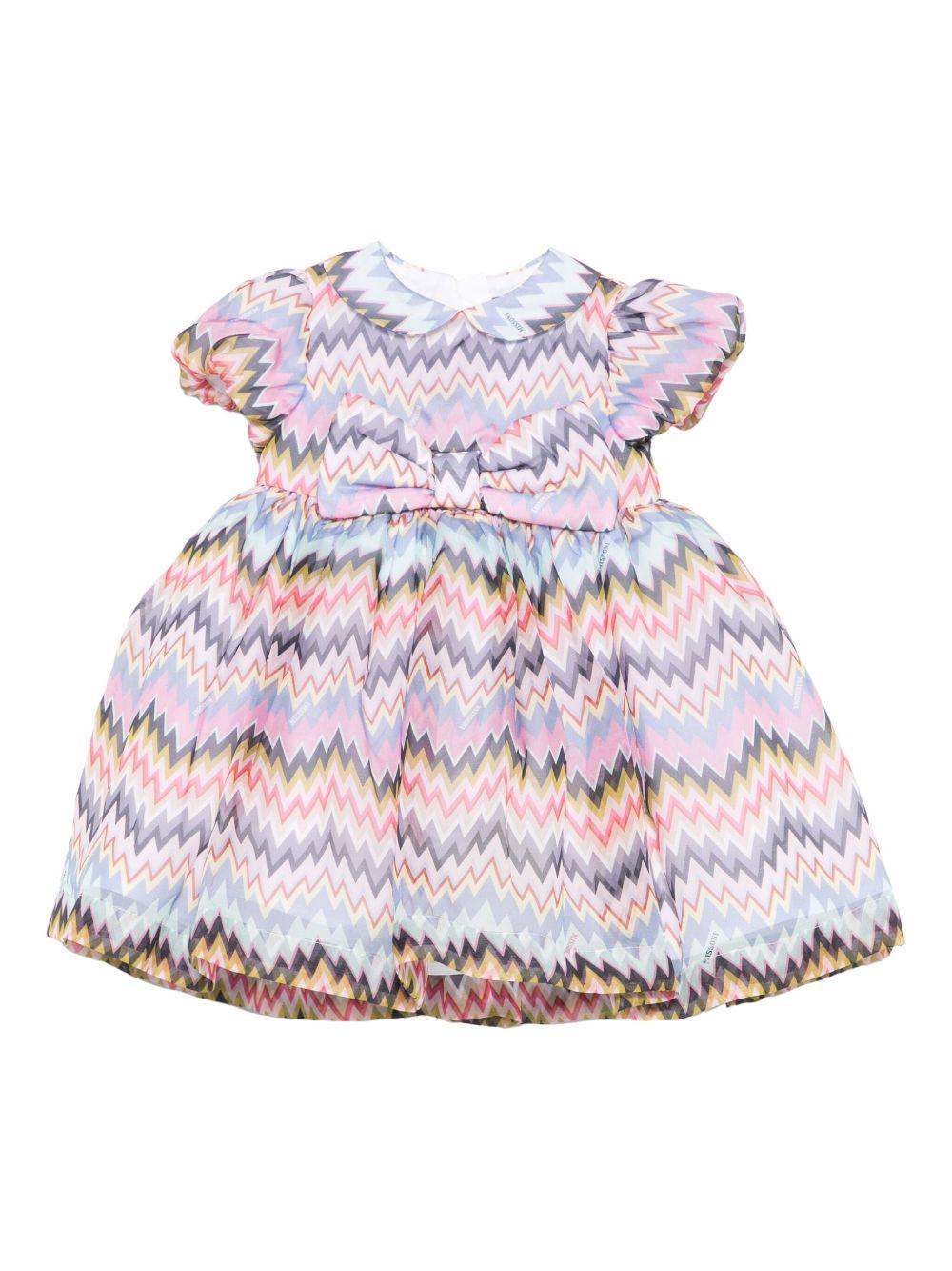 Abito per neonata Missoni Kids multicolore con fiocco stampato a zigzag - Rubino Kids