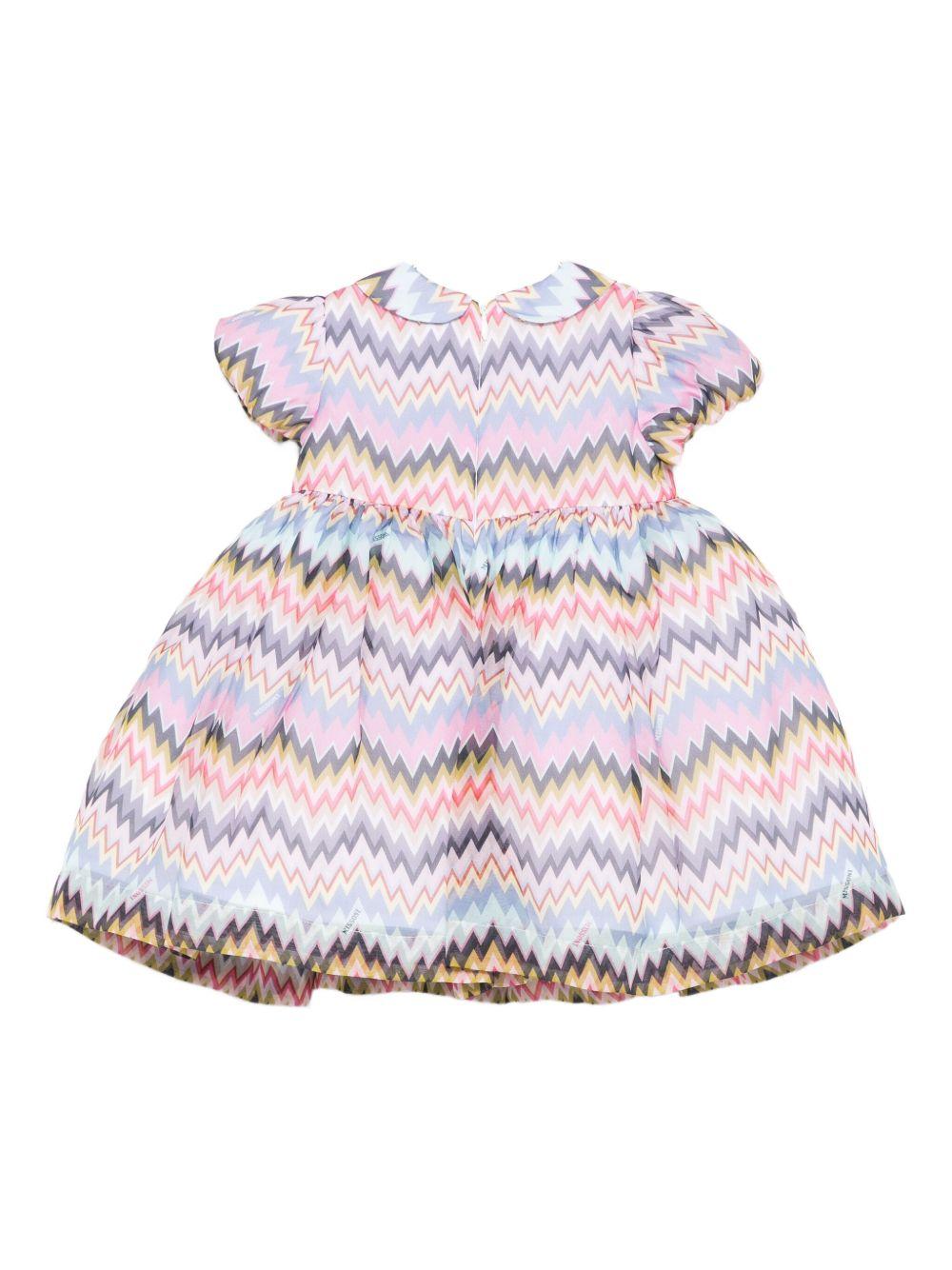 Abito per neonata Missoni Kids multicolore con fiocco stampato a zigzag - Rubino Kids