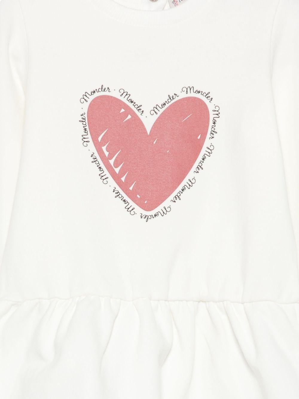 Abito per neonata Moncler Enfant bianco con stampa cuore - Rubino Kids