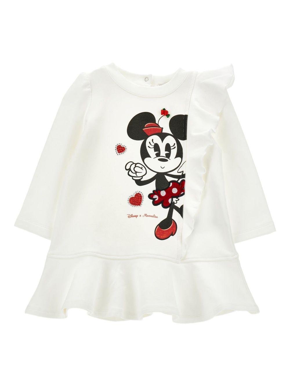 Abito per neonata Monnalisa bianco con Minnie Mouse - Rubino Kids