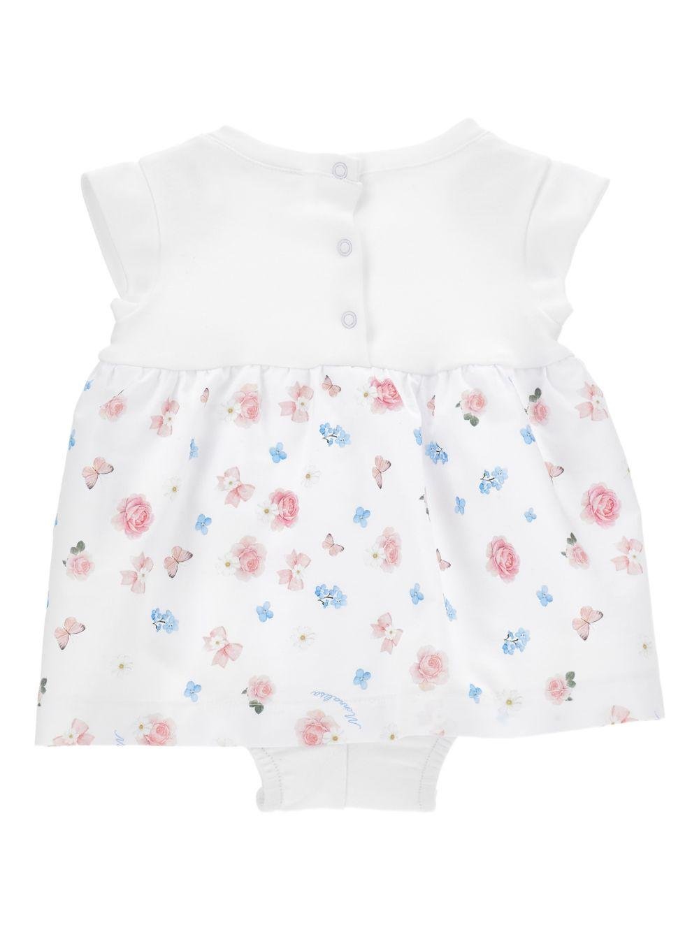 Abito per neonata Monnalisa bianco con stampa a fiori - Rubino Kids