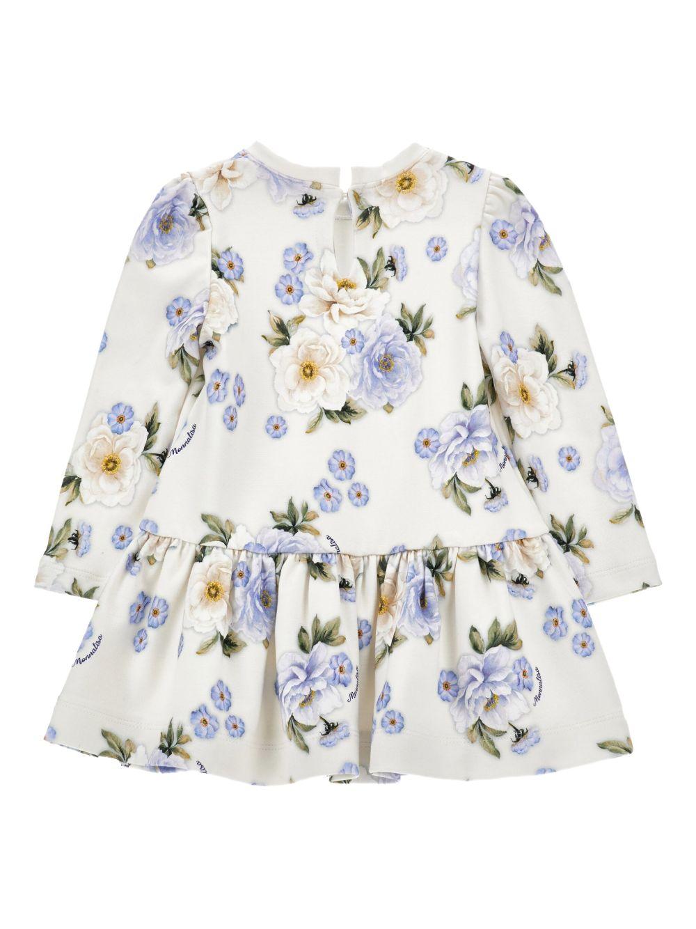 Abito per neonata Monnalisa bianco con stampa a fiori - Rubino Kids