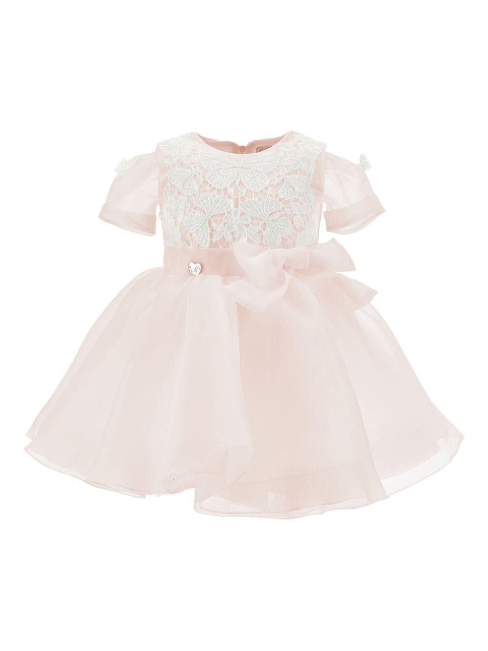 Abito per neonata Monnalisa rosa con dettaglio con fiocco - Rubino Kids