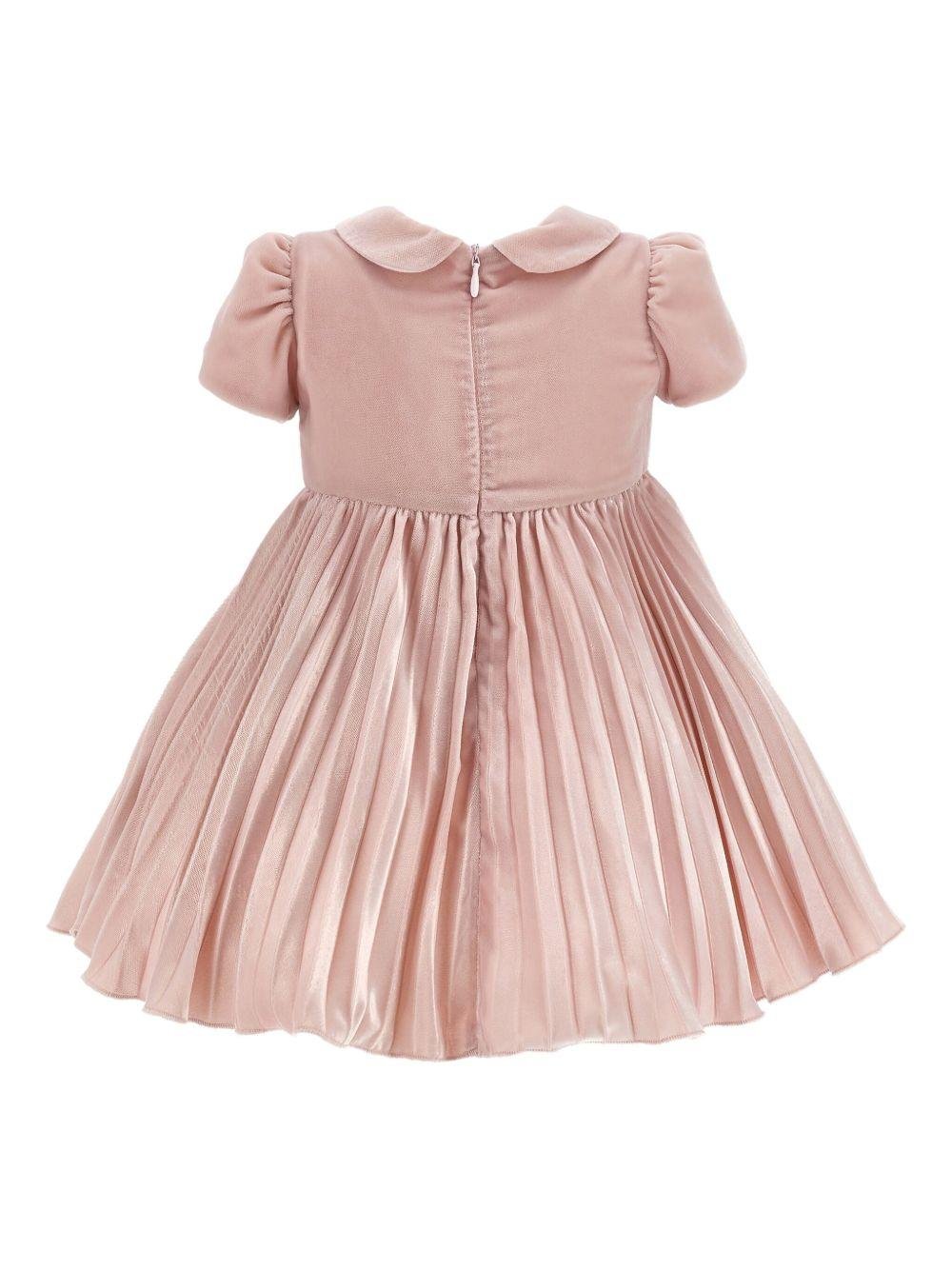 Abito per neonata Monnalisa rosa con gonna plissettata - Rubino Kids