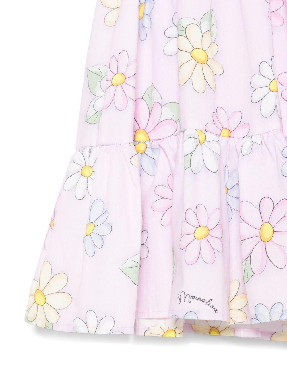 Abito per neonata Monnalisa rosa con stampa a fiori all - over - Rubino Kids