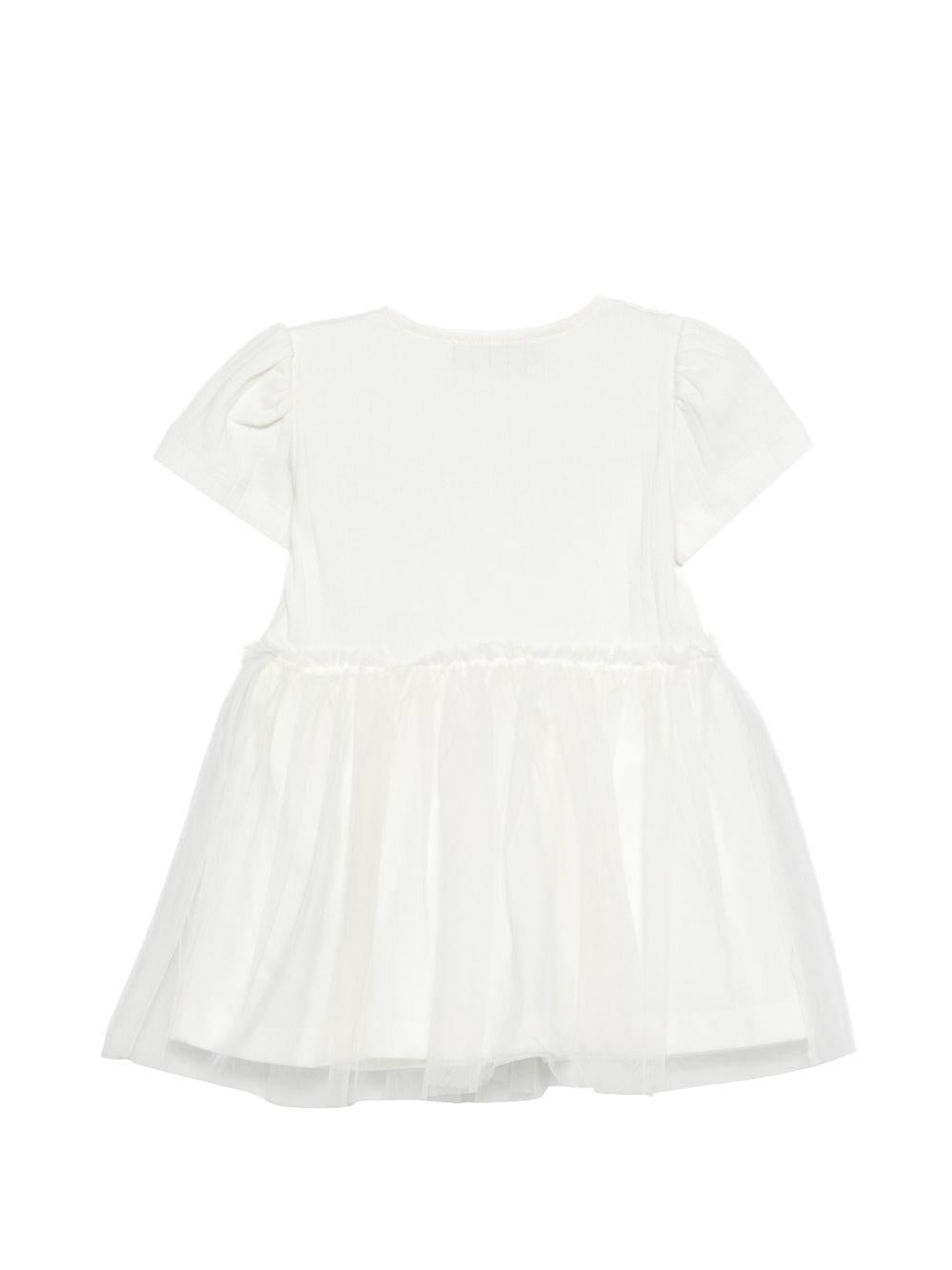 Abito per neonata Moschino Kids bianco con ricamo Teddy Bear - Rubino Kids
