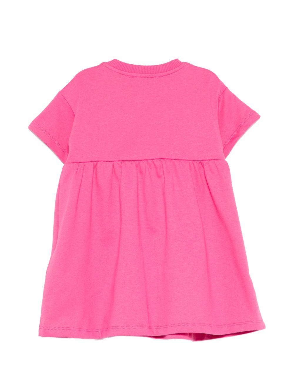 Abito per neonata Moschino Kids fucsia con stampa Teddy Bear sul davanti - Rubino Kids