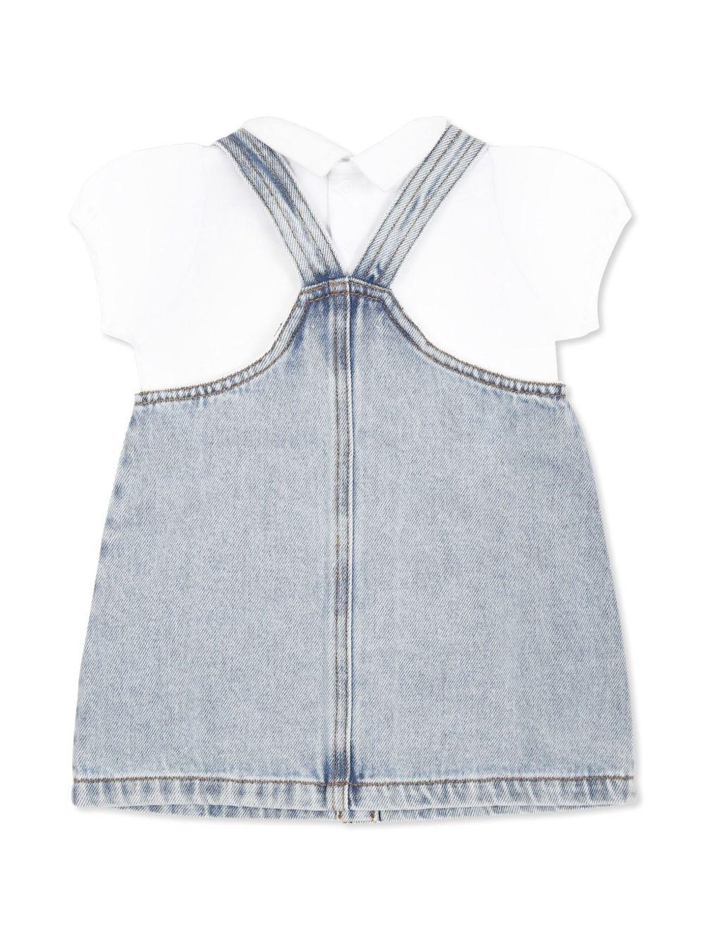 Abito per neonata Moschino Kids in denim con motivo con ricamo - Rubino Kids