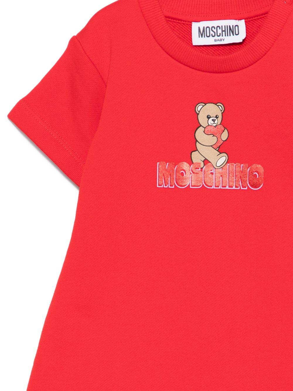 Abito per neonata Moschino Kids rosso con stampa orsetto - Rubino Kids