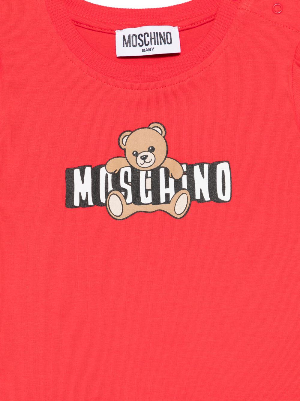 Abito per neonata Moschino Kids rosso con stampa Teddy Bear - Rubino Kids