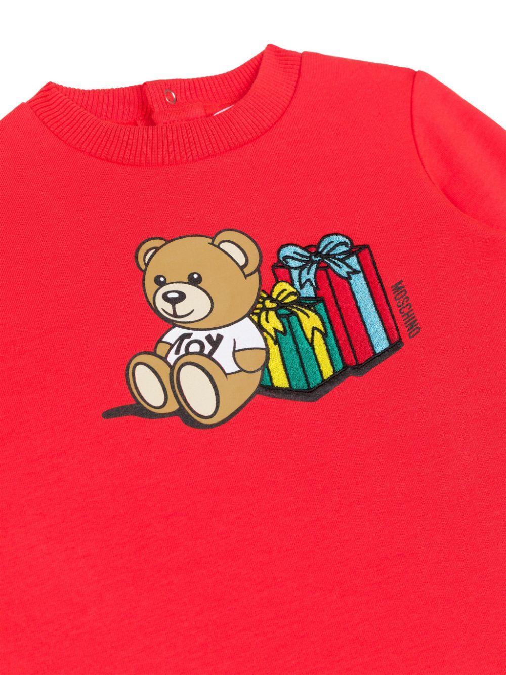 Abito per neonata Moschino Kids rosso con stampa Teddy Bear - Rubino Kids