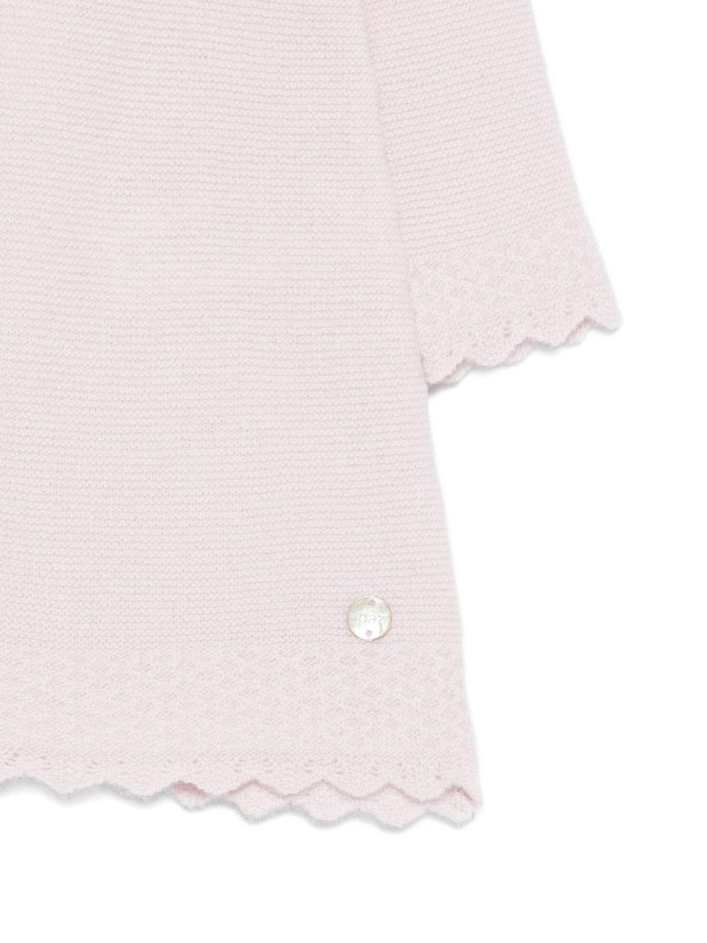 Abito per neonata Paz Rodríguez rosa con colletto alla Peter Pan - Rubino Kids