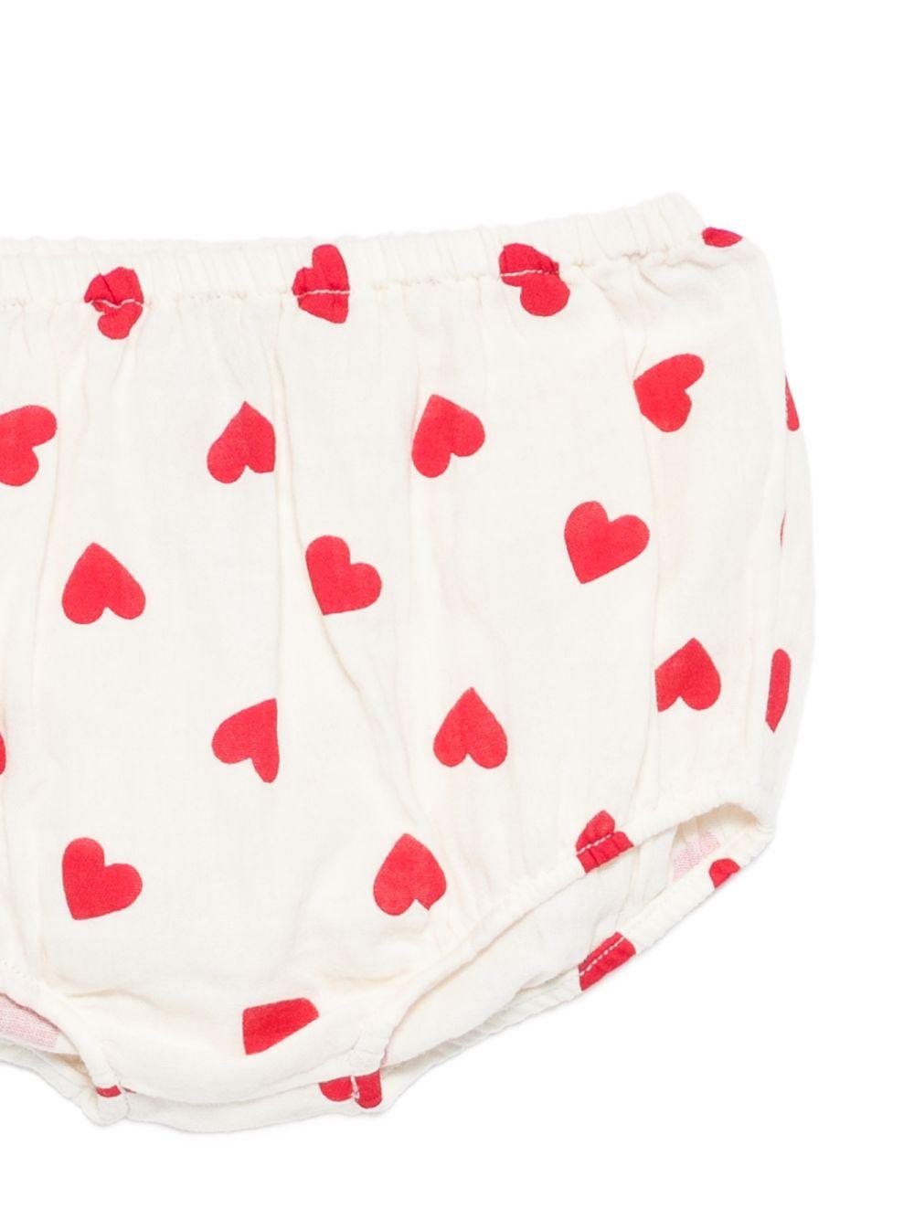 Abito per neonata Petit Bateau bianco con stampa a cuori rosso - Rubino Kids