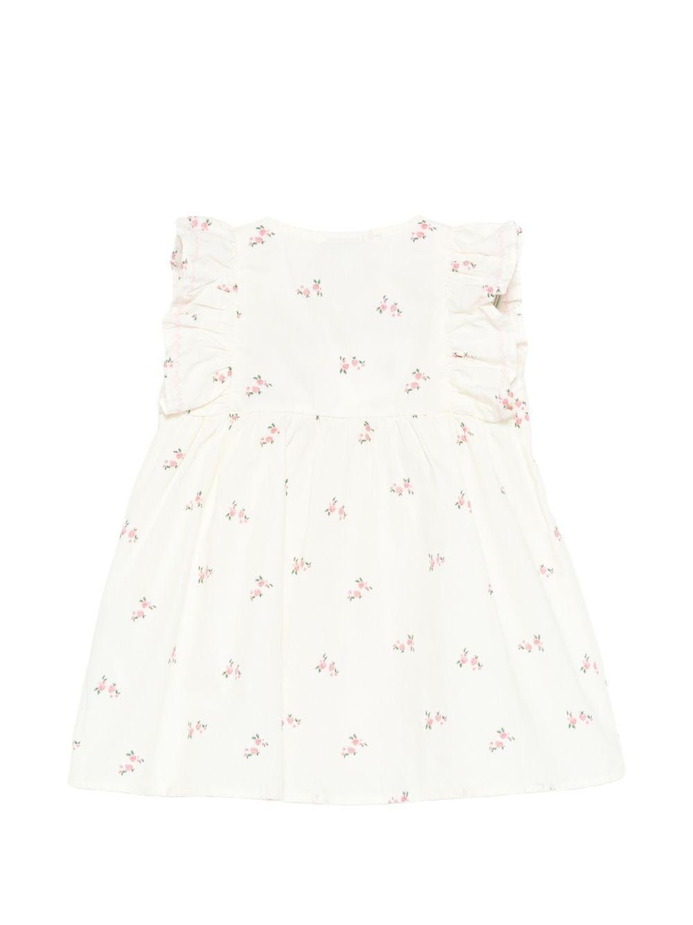 Abito per neonata Petit Bateau bianco con stampa a fiori - Rubino Kids