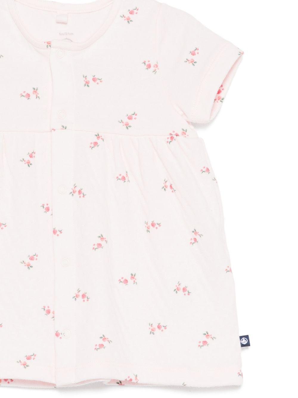 Abito per neonata Petit Bateau rosa con stampa a fiori - Rubino Kids