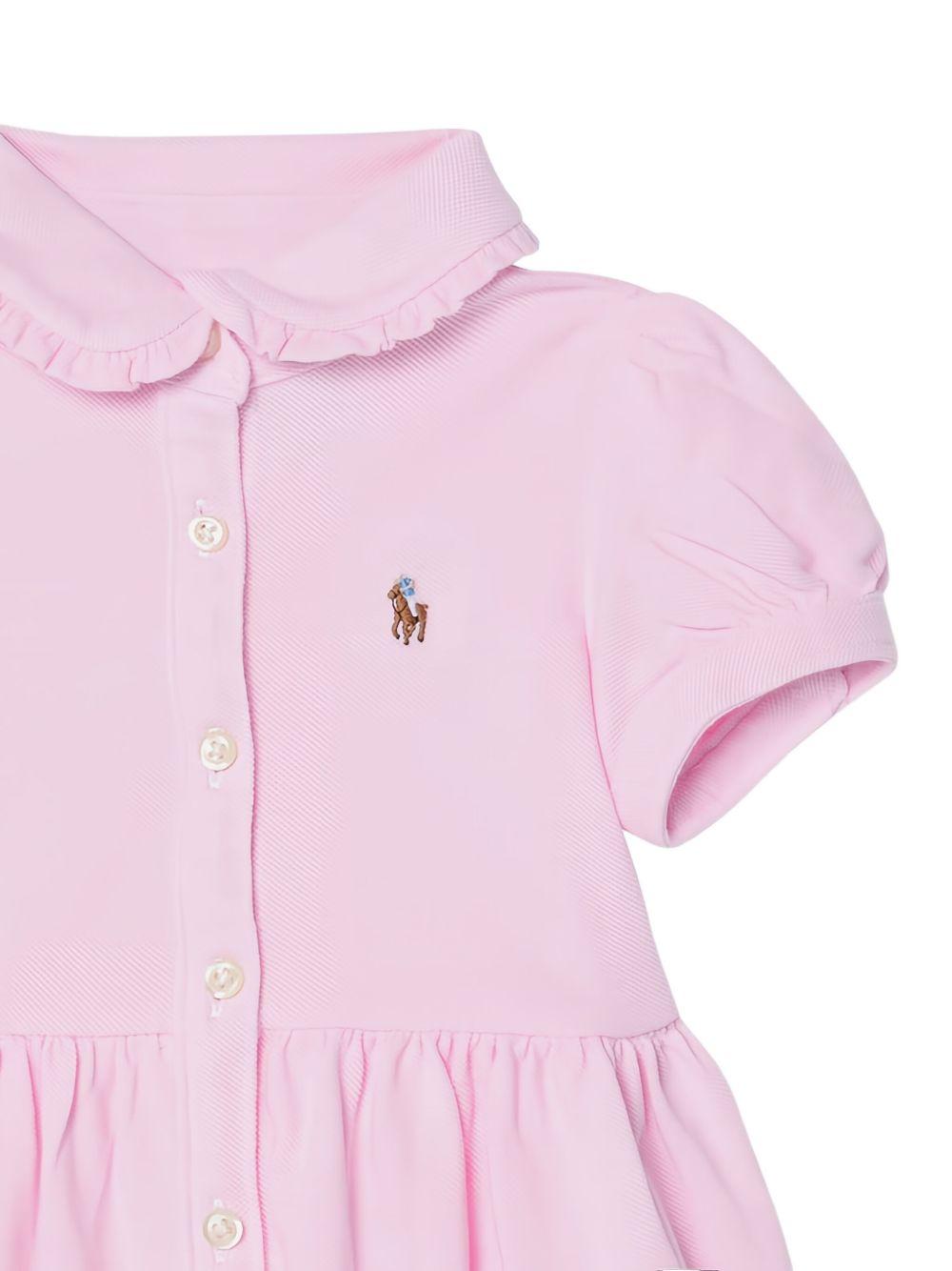 Abito per neonata Polo Ralph Lauren Kids rosa con ricamo motivo Polo Pony - Rubino Kids