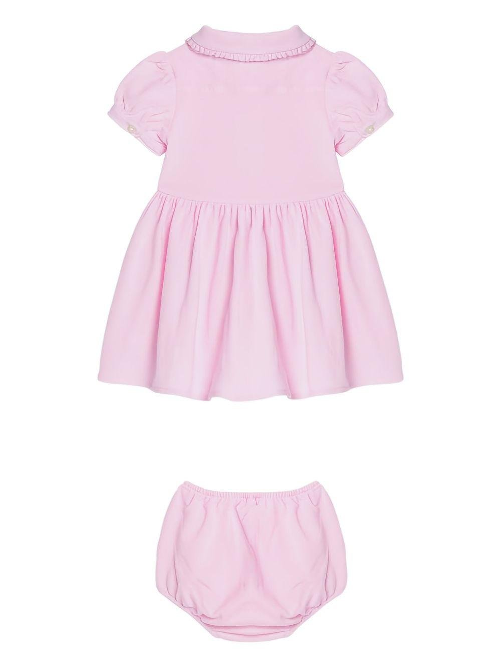 Abito per neonata Polo Ralph Lauren Kids rosa con ricamo motivo Polo Pony - Rubino Kids