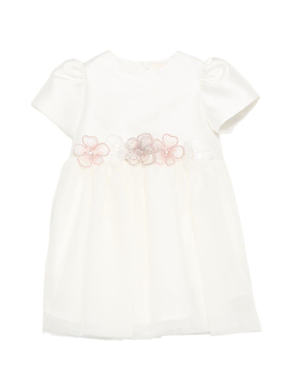 Abito per neonata Simonetta bianco con applicazione floreale - Rubino Kids