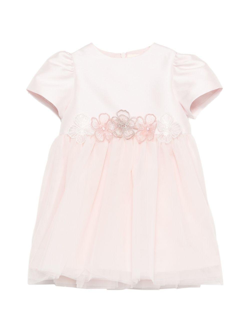 Abito per neonata Simonetta rosa con applicazione floreale - Rubino Kids