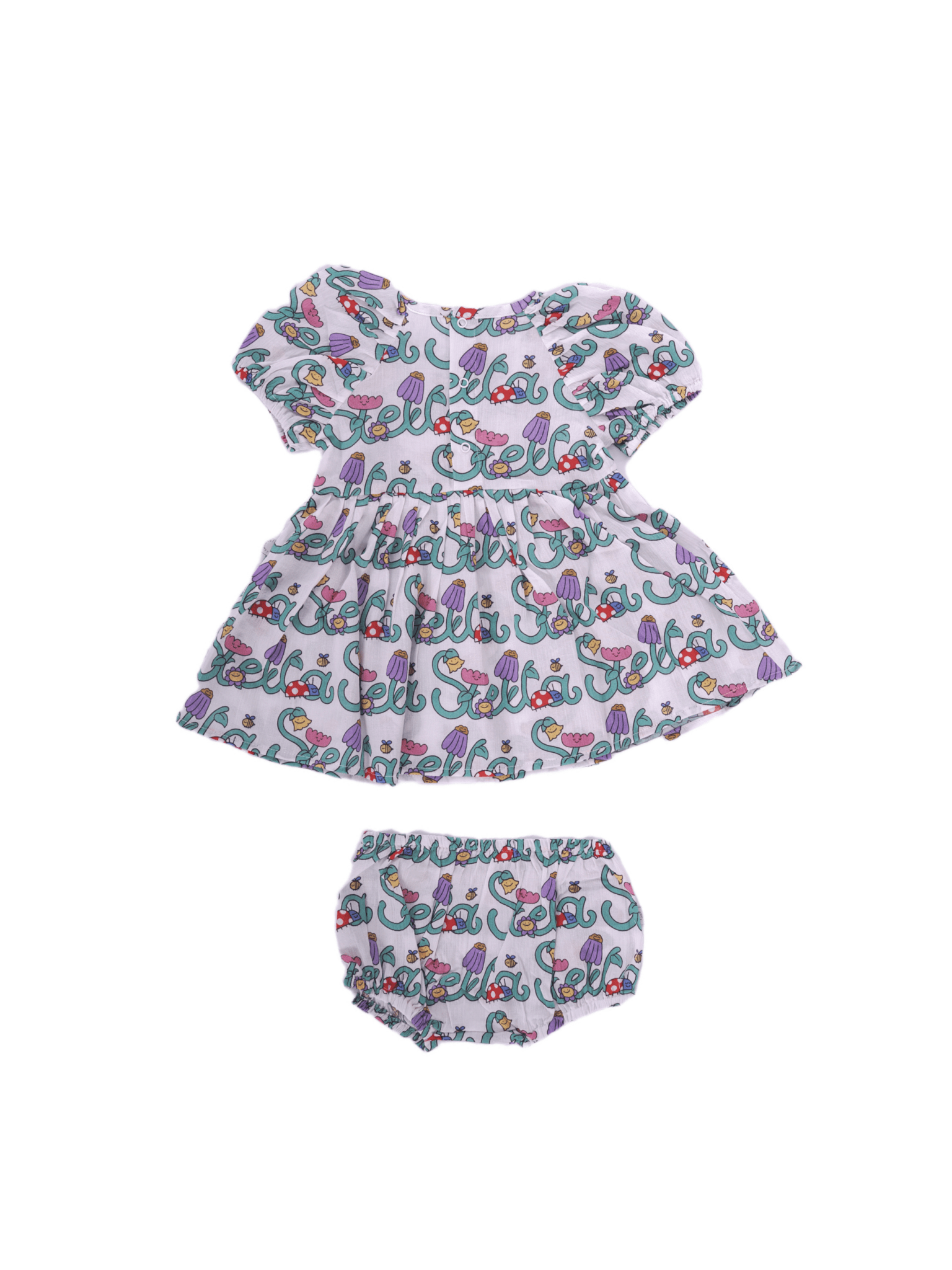 Abito per neonata Stella McCartney Kids multicolore con stampa logo all - over - Rubino Kids