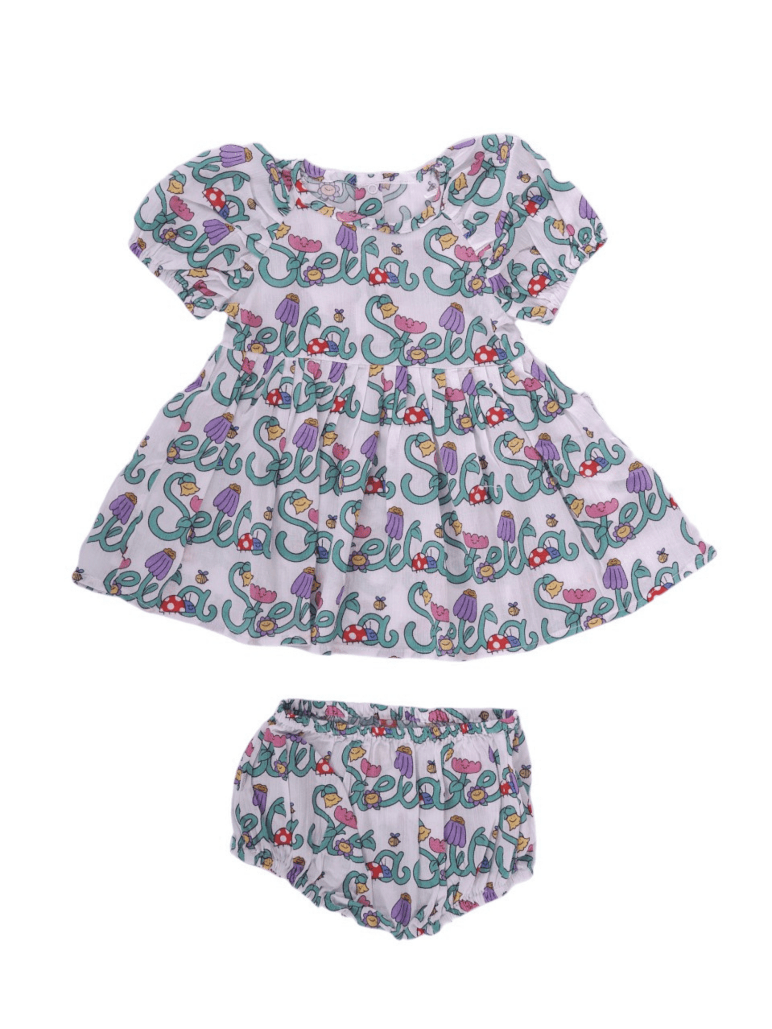 Abito per neonata Stella McCartney Kids multicolore con stampa logo all - over - Rubino Kids