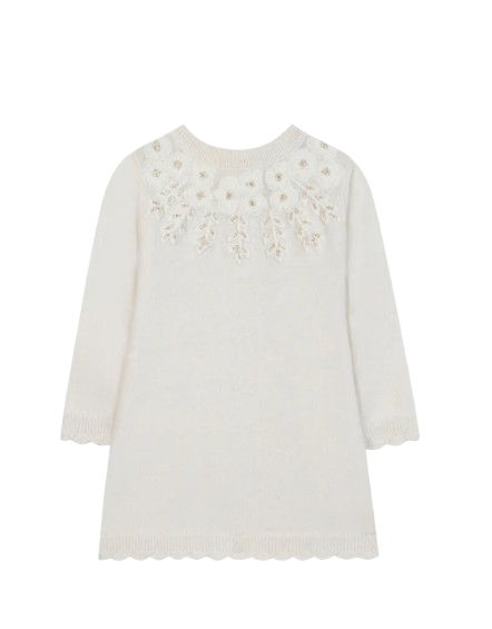 Abito per neonata Tartine Et Chocolat bianco con ricamo a fiori - Rubino Kids