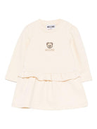Abito ricamato per neonata Moschino Kids beige con volant - Rubino Kids