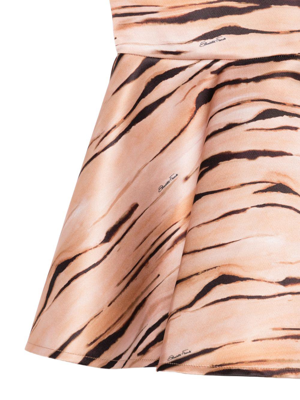 Abito smanicato per bambina Elisabetta Franchi La Mia Bambina beige con stampa animalier - Rubino Kids