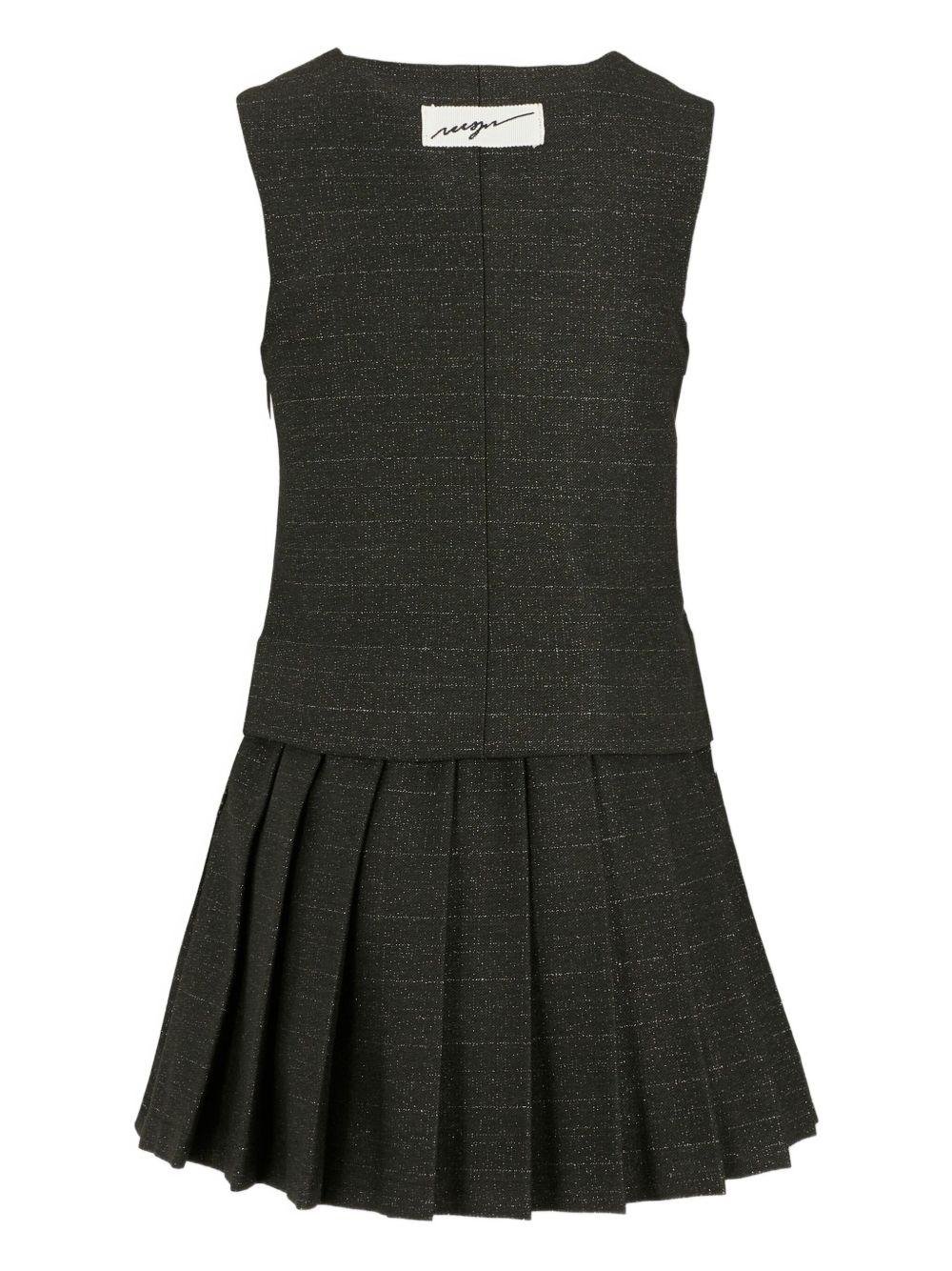 Abito smanicato per bambina MSGM Kids nero con pieghe - Rubino Kids