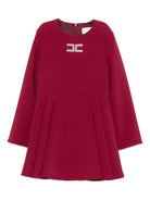 Abito svasato per bambina Elisabetta Franchi La Mia Bambina rosso con decorazione logo - Rubino Kids