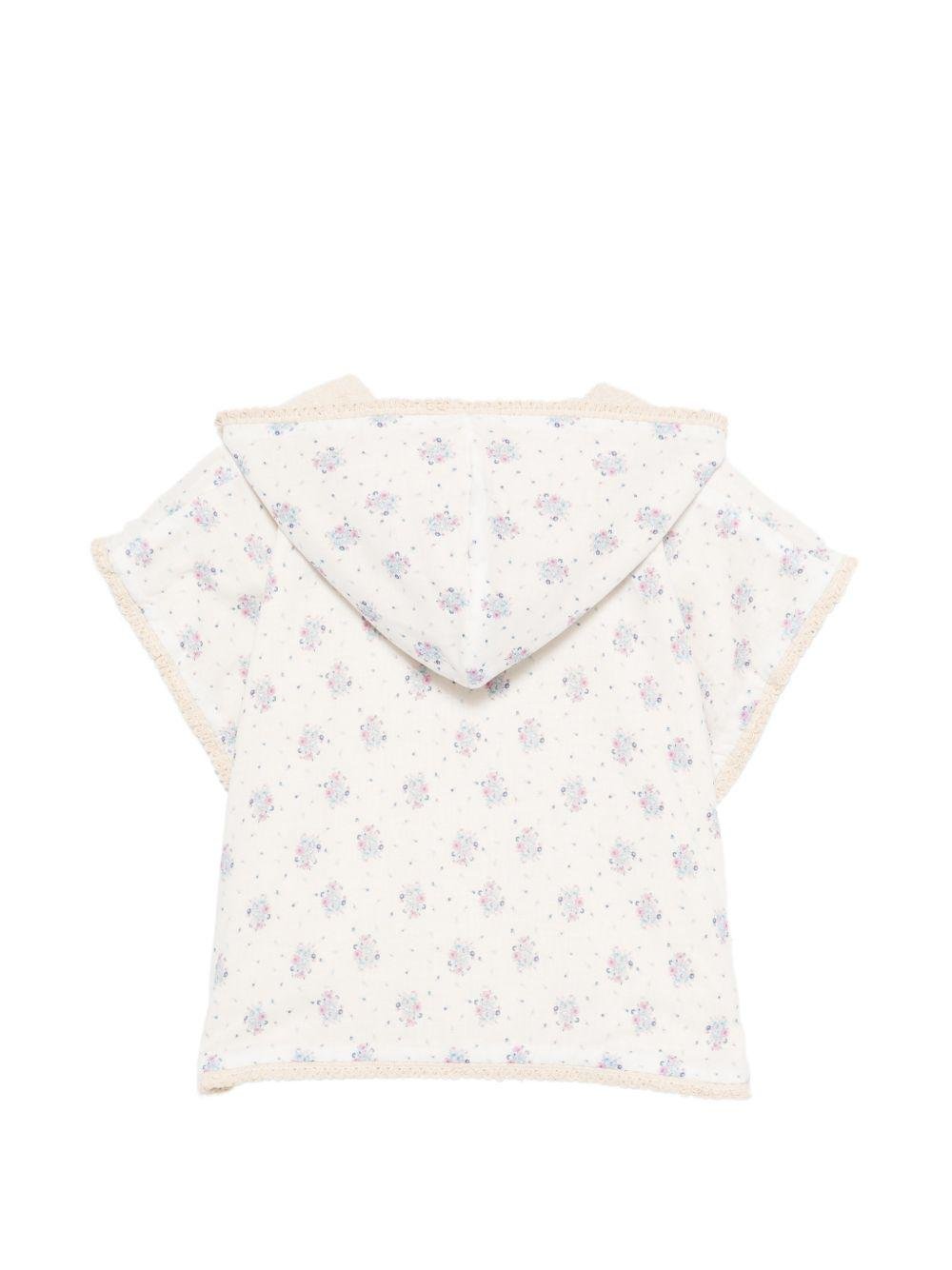 Accappatoio per neonata Louise Misha Kids bianco con stampa a fiori all - over - Rubino Kids