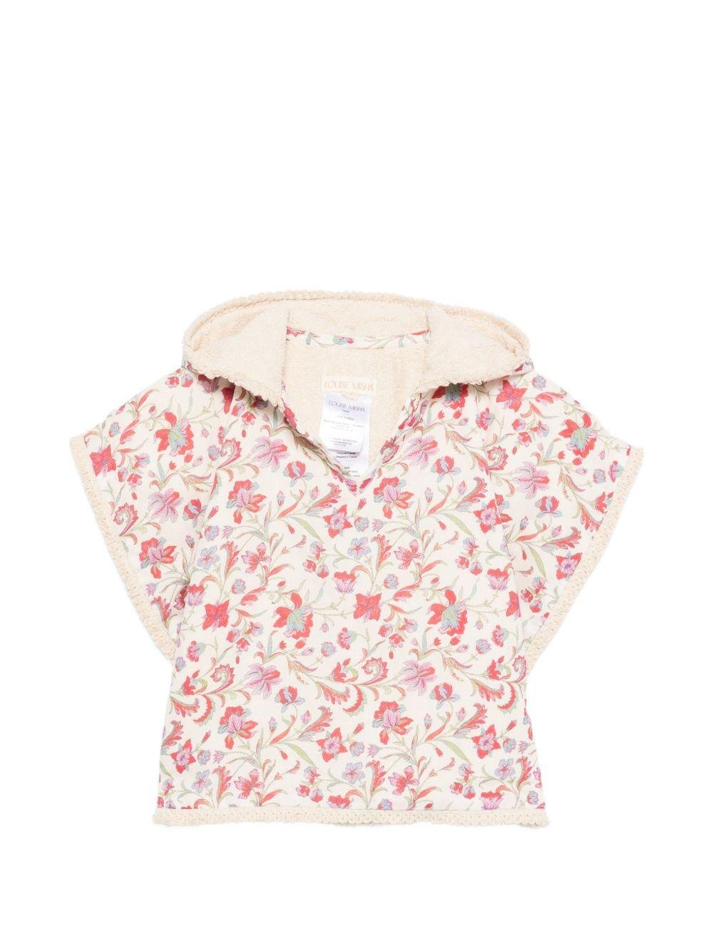 Accappatoio per neonata Louise Misha Kids bianco con stampa a fiori all - over - Rubino Kids