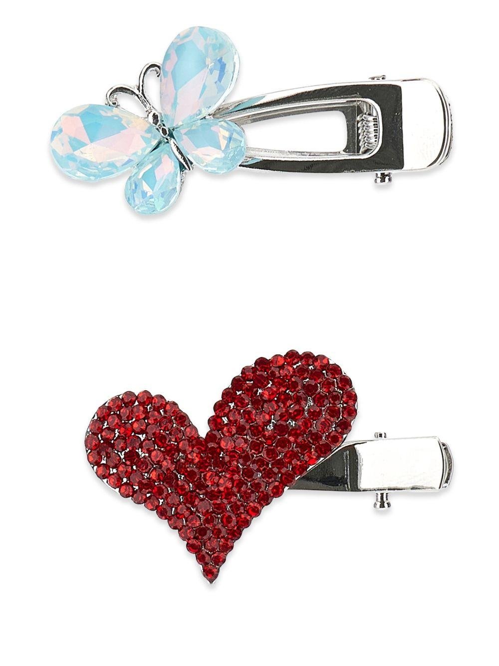 Accessori per capelli per bambina Monnalisa argento a farfalla e cuore - Rubino Kids